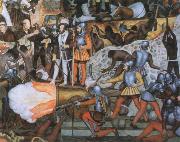 Diego Rivera the spanish conquest of mexico oil painting on canvas